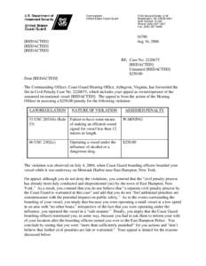 Sea Marshal / Double Jeopardy Clause / United States Coast Guard / Breathalyzer / Civil penalty / Boarding / Piracy / Title 33 of the Code of Federal Regulations / Fifth Amendment to the United States Constitution / Law / Military organization / Drunk driving