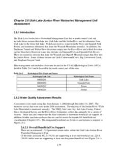 Hydrology / Wasatch Range / Water pollution / Jordan River / Salt Lake City metropolitan area / Wasatch Front / Utah Lake / Total maximum daily load / Little Cottonwood Creek / Utah / Geography of the United States / Water