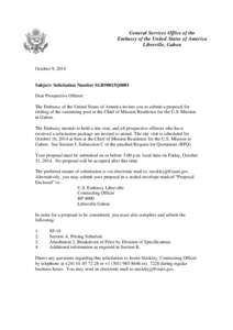 General Services Office of the Embassy of the United States of America Libreville, Gabon October 9, 2014