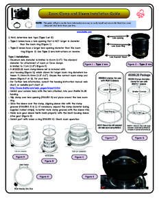 Zoom Clamp and Sleeve Installation Guide NOTE: This guide will give you the basic information necessary to easily install and remove the black lens zoom clamp and clear sleeve from your lens. www.ikelite.com  1) First, d