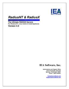 RadiusNT & RadiusX The Ultimate RADIUS Servers For Windows NT, Linux, Solaris & Cobalt Appliances Version 4.0