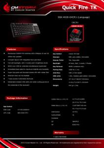 Quick Fire TK SGK-4020-GKCR1-(Language) GKCR1 SGK-4020-GKCC1-(Language)  Specifications