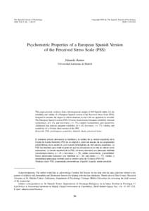 The Spanish Journal of Psychology 2006, Vol. 9, No. 1, 86-93 Copyright 2006 by The Spanish Journal of Psychology ISSN