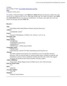 Structure / Democracy / Charrette / Gara LaMarche / Foundation / Carnegie Corporation of New York / Open Society Institute / Community organizing / Nonprofit technology / Elections / Politics