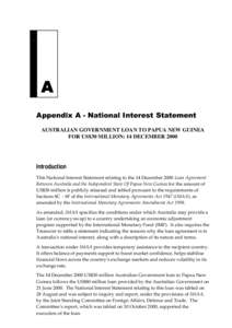 Appendix A: National Interest Statement