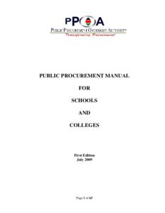 PUBLIC PROCUREMENT MANUAL FOR SCHOOLS AND COLLEGES