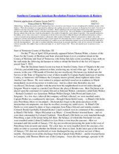 Southern Campaign American Revolution Pension Statements & Rosters Pension application of James Loven S4572 Transcribed by Will Graves f16VA[removed]