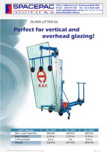 GLASS LIFTER-GL  Perfect for vertical and overhead glazing!  226 KG