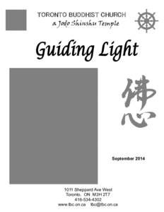 September[removed]GUIDING LIGHT TORONTO BUDDHIST CHURCH a Jodo Shinshu Temple
