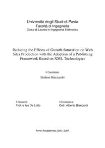 Università degli Studi di Pavia Facoltà di Ingegneria Corso di Laurea in Ingegneria Elettronica Reducing the Effects of Growth Saturation on Web Sites Production with the Adoption of a Publishing