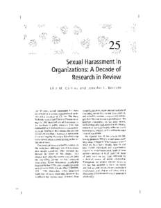 25 Sexual Harassment in Organizations: A Decade of Research in Review Lilia M. Cortina and Jennifer L. Berdahl