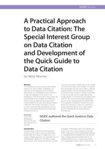 IASSIST Quarterly  A Practical Approach to Data Citation: The Special Interest Group on Data Citation