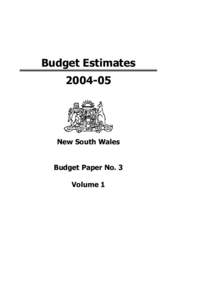 Budget Estimates[removed]New South Wales Budget Paper No. 3 Volume 1