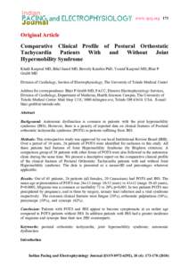 www.ipej.org 173  Original Article Comparative Clinical Profile of Postural Orthostatic Tachycardia Patients