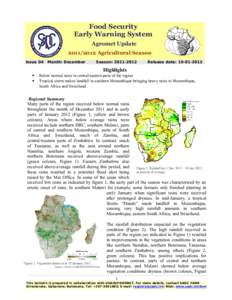 Food Security Early Warning System Agromet Update[removed]Agricultural Season Issue 04