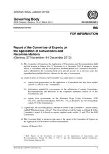 Report of the Committee of Experts on the Application of Conventions and Recommendations(Geneva, 27 November–14 December 2013)