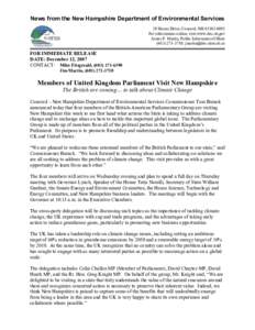 News from the New Hampshire Department of Environmental Services  29 Hazen Drive, Concord, NH 03302­0095  For information online, visit www.des.nh.gov  James P. Martin, Public Information Office