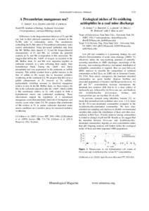 Goldschmidt Conference Abstracts  A Precambrian manganous sea? Ecological niches of Fe-oxidizing acidophiles in a coal mine discharge