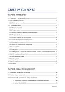 TABLE OF CONTENTS CHAPTER 1 - INTRODUCTION 1.1 The project — background & context.................................................................................. 2 1.2 Land and water resources .......................
