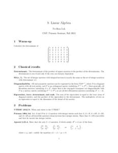 9. Linear Algebra Po-Shen Loh CMU Putnam Seminar, Fall