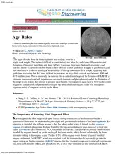 PSRD: Age Rules  October 30, 2015 Age Rules --- Rules for determining the most reliable ages for Moon rocks shed light on what rocks