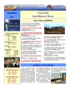 Fairchild Installment News NOVEMBER 2011