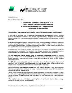 Media Statement For use 25 November 2014   Shareholder confidence takes a 13.3% hit as