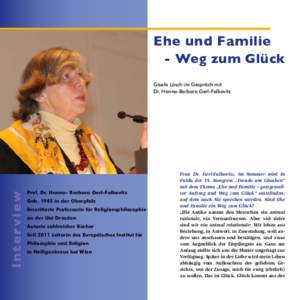 Ehe und Familie - Weg zum Glück Interview  Gisela Lösch im Gespräch mit