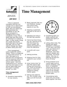 ALABAMA A&M AND AUBURN UNIVERSITIES  Time Management UNP-0051 Time is a personal conception and how you