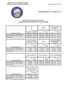 NEVADA STATE LEGISLATURE LEGISLATIVE COUNSEL BUREAU Revised March 31, 2001  REDISTRICTING FACT SHEET NO. 3