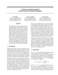 A Cluster-Cumulant Expansion at the Fixed Points of Belief Propagation Max Welling Dept. of Computer Science University of California, Irvine