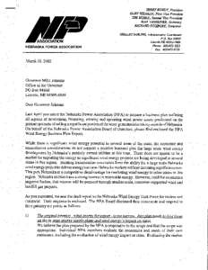 Potential for Merchant Wind Energy in Nebraska Report of the Nebraska Power Association To Governor Mike Johanns February[removed]In September of 2000 at a Wind Energy conference, Nebraska Governor Mike Johanns