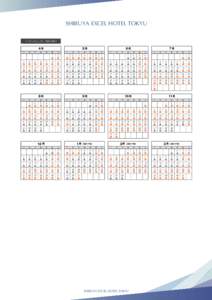 SHIBUYA EXCEL HOTEL TOKYU シーズンカレンダー  ４月 日