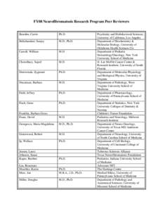 FY08 Neurofibromatosis Research Program Peer Reviewers