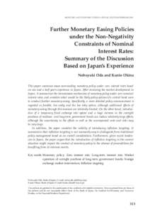 MONETARY AND ECONOMIC STUDIES (SPECIAL EDITION)/FEBRUARYFurther Monetary Easing Policies under the Non-Negativity Constraints of Nominal Interest Rates: