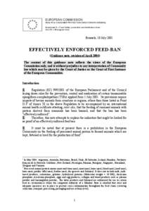 EUROPEAN COMMISSION HEALTH & CONSUMER PROTECTION DIRECTORATE-GENERAL Directorate D – Food Safety: production and distribution chain Unit D2 – Biological risks  Brussels, 18 July 2001