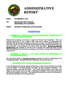 ADMINISTRATIVE REPORT DATE: NOVEMBER 21, 2014