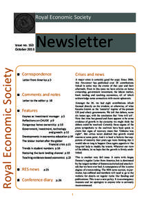 Royal Economic Society  Royal Economic Society Issue no. 163 October 2013