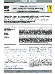 PALAEO-06088; No of Pages 14 Palaeogeography, Palaeoclimatology, Palaeoecology xxxxxx–xxx Contents lists available at SciVerse ScienceDirect  Palaeogeography, Palaeoclimatology, Palaeoecology