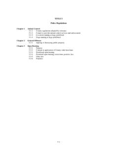 TITLE 5 Police Regulations Chapter 1 Animal Control 5-1-1