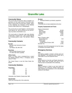 Granville Lake Community Status By-laws  The community of Granville Lake is located on a