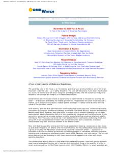 OMB Watch - Publications - The OMB Watcher - OMB Watcher Vol. 6: [removed]November 15, 2005 Vol. 6, No. 23 -