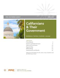PPIC STATEWIDE SURVEY  MAY 2016 Californians & Their
