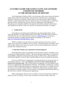 United States Department of Defense / Politics / Corruption / United States federal banking legislation / Department of Defense Whistleblower Program / Office of the Inspector General /  U.S. Department of Defense / Conflict of interest / Political corruption / Law