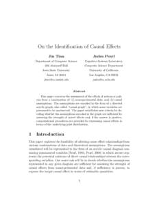 On the Identification of Causal Effects Jin Tian Judea Pearl  Department of Computer Science