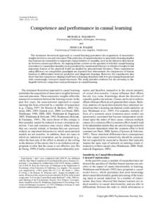 Learning & Behavior 2005, 33 (2), [removed]Competence and performance in causal learning MICHAEL R. WALDMANN University of Göttingen, Göttingen, Germany
