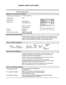 MATERIAL SAFETY DATA SHEET  Ammonium Bicarbonate SECTION 1 . Product and Company Idenfication  Product Name and Synonym: