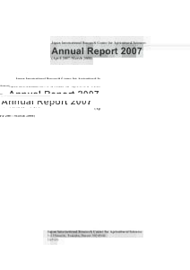 Japan International Research Center for Agricultural Sciences  Annual Report[removed]April 2007-March[removed]Japan International Research Center for Agricultural Sciences