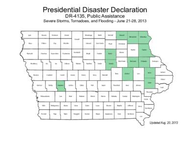 Presidential Disaster Declaration DR-4135, Public Assistance Severe Storms, Tornadoes, and Flooding - June 21-28, 2013  Lyon