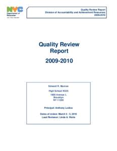 Quality Review Report Division of Accountability and Achievement Resources[removed]Quality Review Report